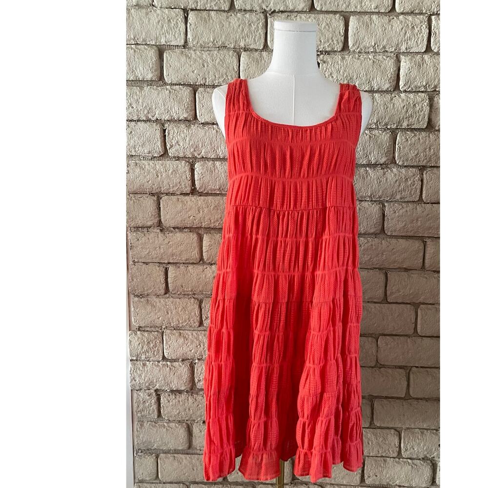 Max Studio Orange Sleeveless Tiered A-Line Tank Dress Summer Dress Size XS‎
